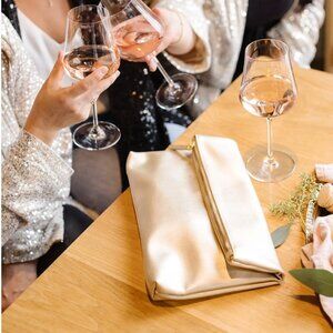 FAWN DESIGN for The Jilly Box Gold Foldover Clutch NEW